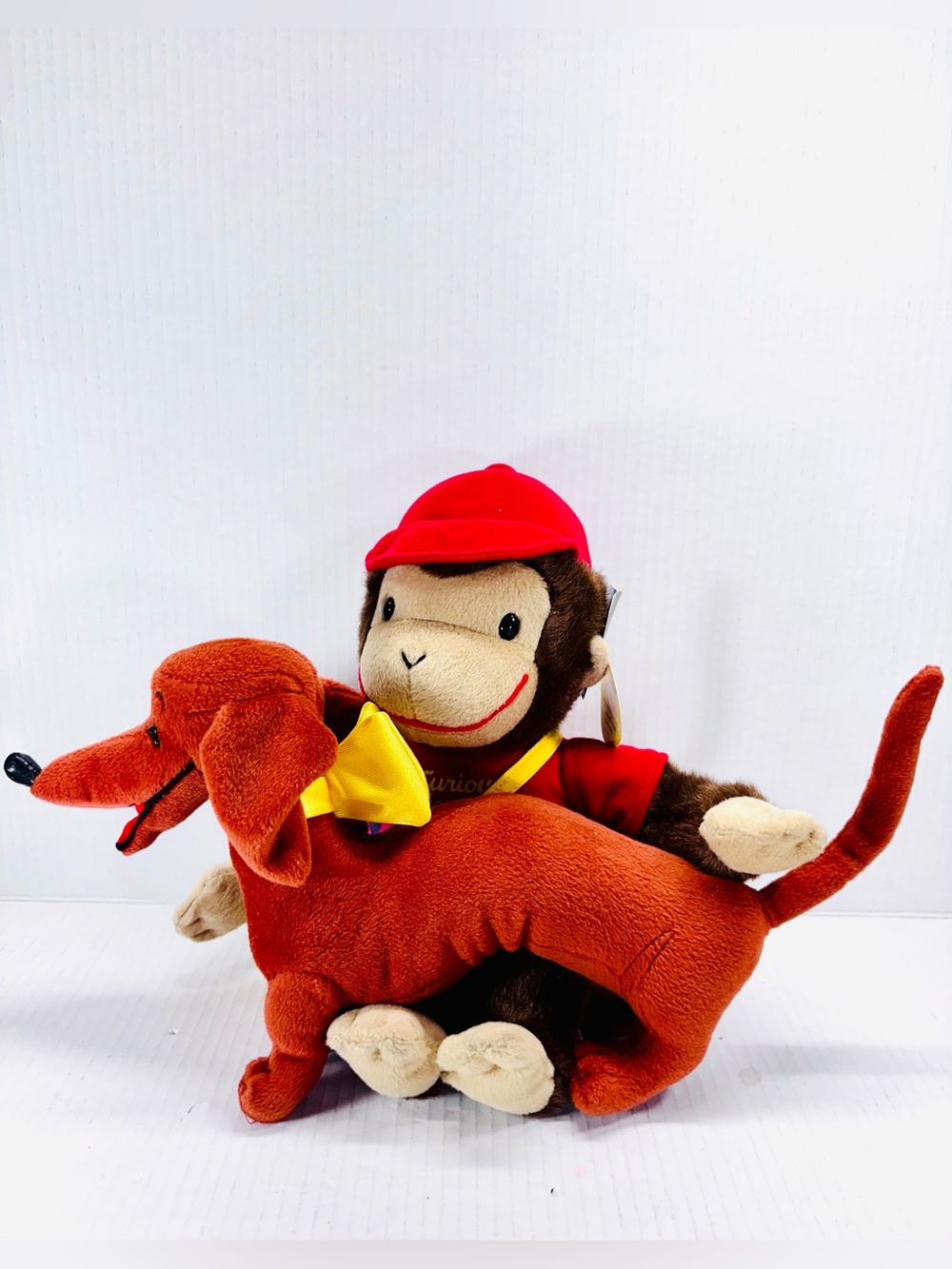 Vintage 13” Curious George & Pretzel Dachshund Dog Soft Plush Stuffed Animal